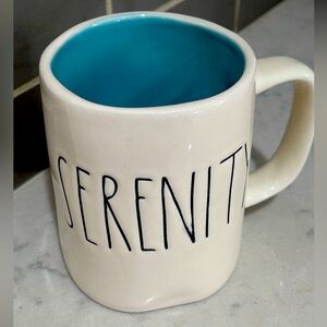 Rae Dunn SERENITY mug coffee cup TEAL inside
